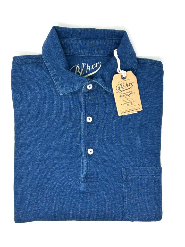 POLO BL'KER VINTAGE INDIGO JERSEY CON BOTTONI